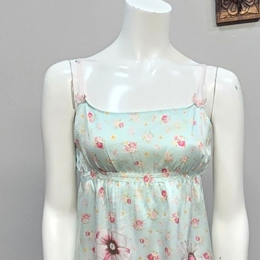 intimissimi Mint Floral Mini Dress with Pink and Purple Accents - Picture 5 of 8